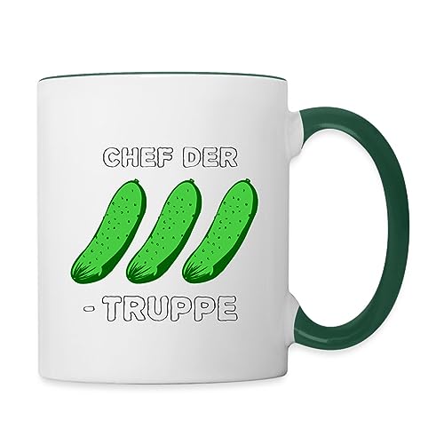 Spreadshirt Chef Der Gurkentruppe Trainer Übungsleiter Tasse Zweifarbig, One size, Weiß/Dunkelgrün von Spreadshirt