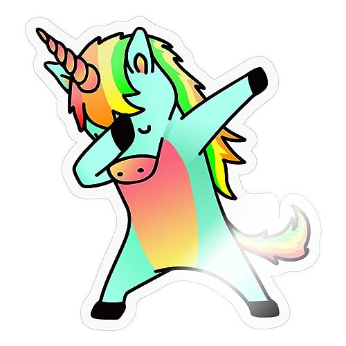 Spreadshirt Dabbing Einhorn Dab Unicorn Witzig Sticker, 10 x 10 cm, Transparent glänzend von Spreadshirt