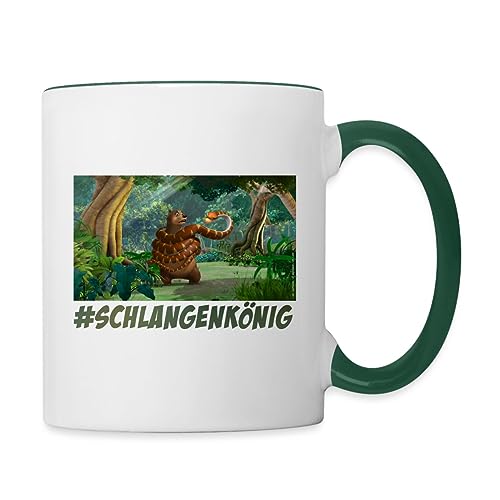 Spreadshirt Das Dschungelbuch #Schlangenkönig Kaa Und Balu Tasse Zweifarbig, One size, Weiß/Dunkelgrün von Spreadshirt