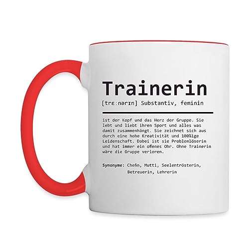 Spreadshirt Definition Trainerin Tasse Zweifarbig, One size, Weiß/Rot von Spreadshirt