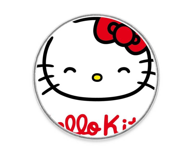 Spreadshirt Dekomagnet Hello Kitty Lächelnd Mit Schriftzug Magnet Rund von Spreadshirt