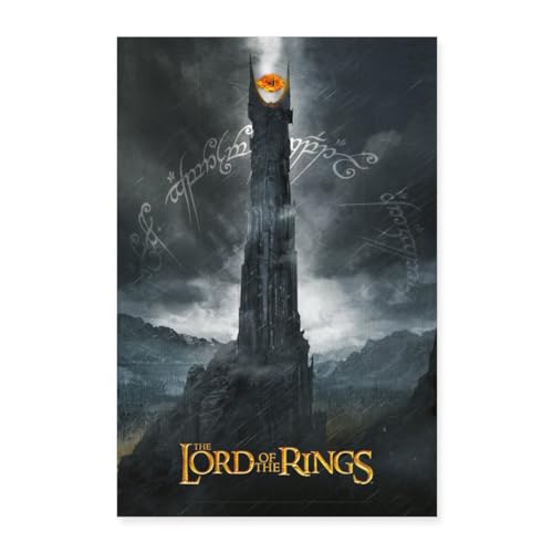 Spreadshirt Der Herr Der Ringe Dunkler Turm Mit Auge Saurons Poster 40x60 cm, One size, weiß von Spreadshirt