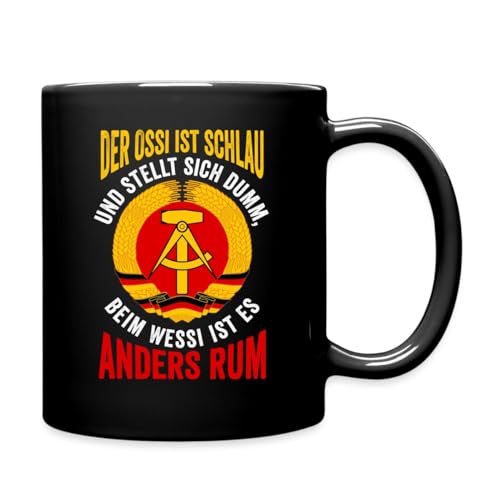 Spreadshirt Der Ossi Ist Schlau Witziger Spruch DDR Flagge Tasse Einfarbig, One size, Schwarz von Spreadshirt