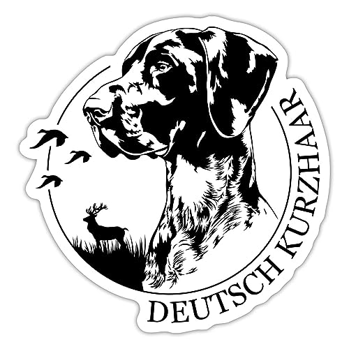 Spreadshirt Deutsch Kurzhaar Jagdhunde Portrait Hund Sticker, 10 x 10 cm, Mattweiß von Spreadshirt