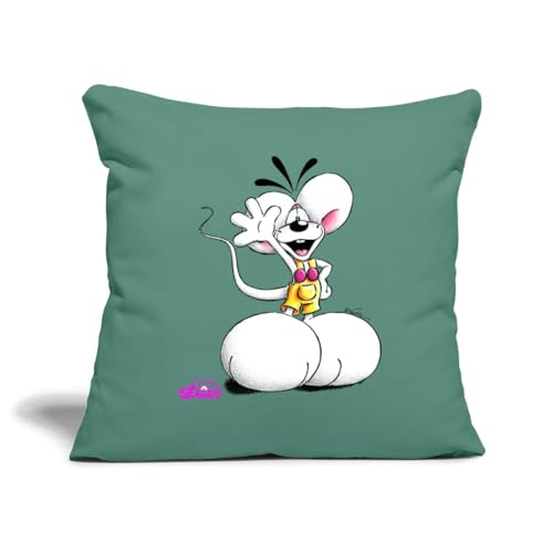 Spreadshirt Diddl Diddlmaus Coole Pose Winkt Lächelnd Kissenbezug 45 x 45 cm, One Size, Tanngrün von Spreadshirt