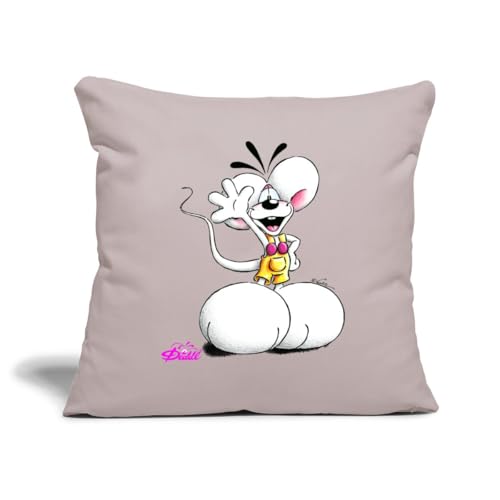 Spreadshirt Diddl Diddlmaus Coole Pose Winkt Lächelnd Kissenbezug 45 x 45 cm, One Size, helles Taupe von Spreadshirt