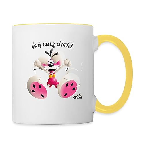 Spreadshirt Diddl Maus Ich Mag Dich Tasse Zweifarbig, One size, Weiß/Gelb von Spreadshirt