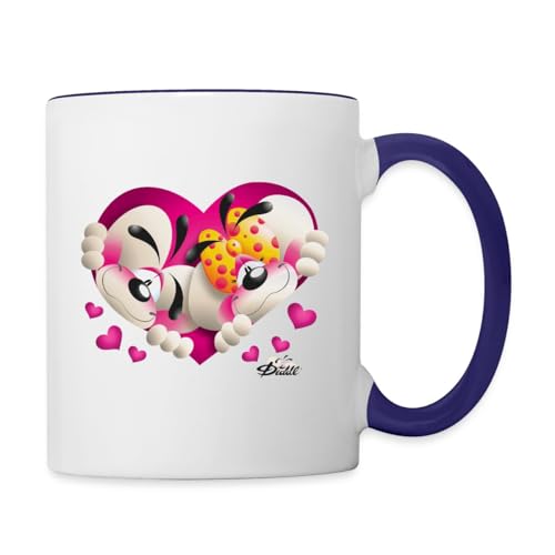 Spreadshirt Diddl Und Diddlina Verliebt Tasse Zweifarbig, One size, Weiß/Kobaltblau von Spreadshirt