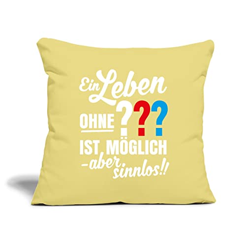 Spreadshirt Die DREI Fragezeichen Leben Ohne Ist Sinnlos Spruch Kissenbezug 45 x 45 cm, One Size, Hellgelb von Spreadshirt