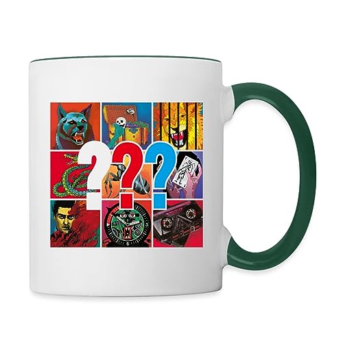 Spreadshirt Die Drei Fragezeichen Covermotive Tasse Zweifarbig, One size, Weiß/Dunkelgrün von Spreadshirt