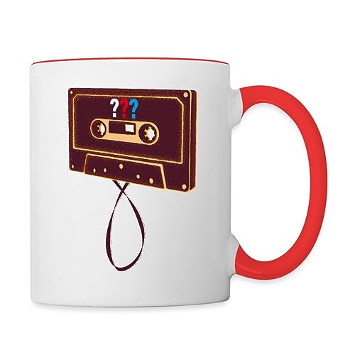 Spreadshirt Die Drei Fragezeichen Kassette Tasse Zweifarbig, One size, Weiß/Rot von Spreadshirt