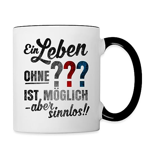 Spreadshirt Die Drei Fragezeichen Spruch Tasse Zweifarbig, One size, Weiß/Schwarz von Spreadshirt