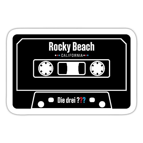 Spreadshirt Die drei ??? Rocky Beach Kassette Sticker, 10 x 10 cm, Mattweiß von Spreadshirt