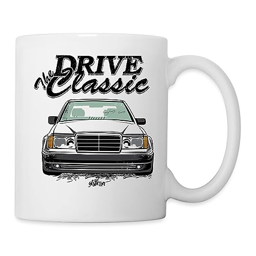 Spreadshirt Drive The Classic Oldtimer Youngtimer Auto Fan Geschenk Tasse, One size, weiß von Spreadshirt