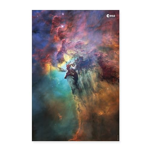 Spreadshirt ESA European Space Agency Hubble Teleskop Lagunennebel Lagoon Nebula Poster 40x60 cm, One size, weiß von Spreadshirt