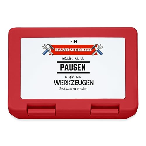 Spreadshirt Ein Handwerker Macht Keine Pausen. Er Gibt Den Werkzeugen Zeit, Sich Zu Erholen Spruch Brotdose Lunchbox, One size, Rot von Spreadshirt