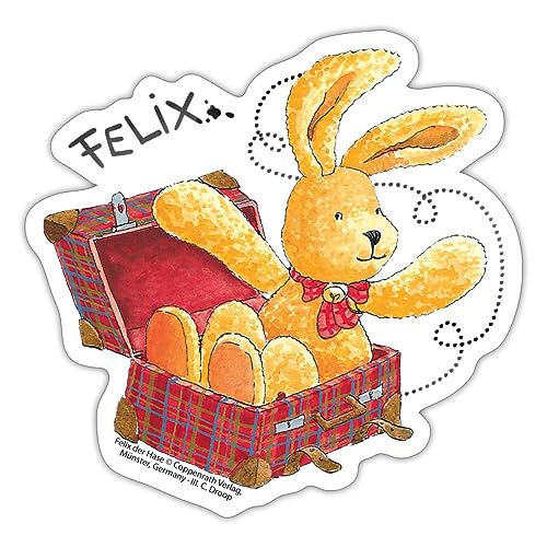 Spreadshirt Felix der Hase im Koffer Sticker, 10 x 10 cm, Mattweiß von Spreadshirt