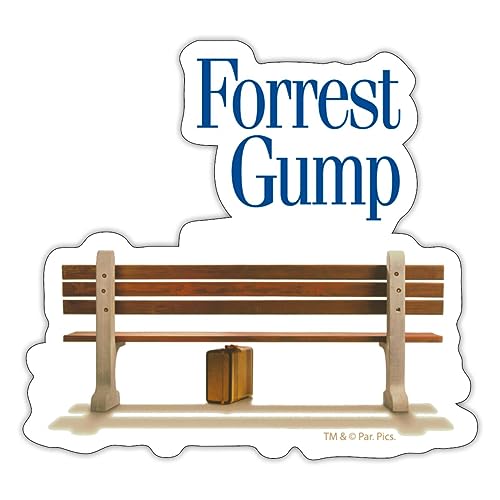 Spreadshirt Forrest Gump Logo Mit Bank Und Koffer Sticker, 10 x 10 cm, Mattweiß von Spreadshirt