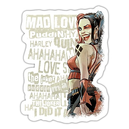 Spreadshirt Harley Quinn Augenzwinkern Sticker, 10 x 10 cm, Mattweiß von Spreadshirt