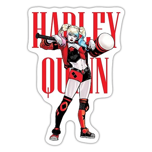 Spreadshirt Harley Quinn Mit Hammer Sticker, 10 x 10 cm, Mattweiß von Spreadshirt