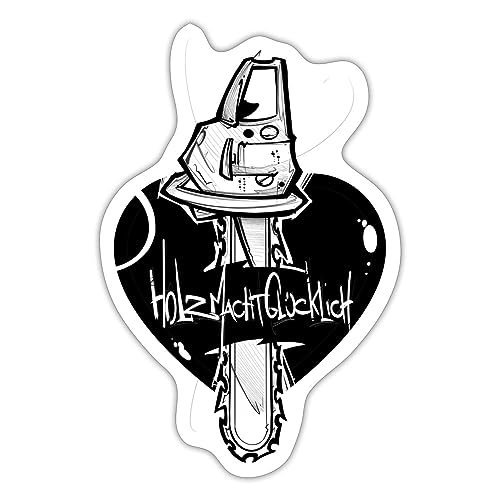 Spreadshirt Holzkunst Scholz Merch Kettensäge Herz Sticker, 10 x 10 cm, Mattweiß von Spreadshirt