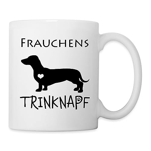 Spreadshirt Frauchens Trinknapf Hund Dackel Tasse, One size, weiß von Spreadshirt
