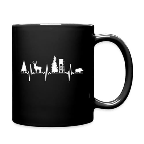 Spreadshirt Jäger EKG Herzschlag Wald Natur Tasse Einfarbig, One size, Schwarz von Spreadshirt