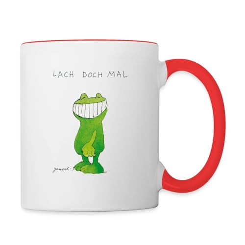 Spreadshirt Janosch Günter Kastenfrosch Lach Doch Mal Tasse, Keramik, Weiß/Rot, 325 ml Spreadshirt Janosch Günter Kastenfrosch Lach Doch Mal Tasse, Keramik, Weiß/Rot, 325 ml von Spreadshirt