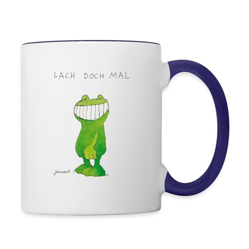 Spreadshirt Janosch Günter Kastenfrosch Lach Doch Mal Tasse Zweifarbig, One size, Weiß/Kobaltblau Spreadshirt Janosch Günter Kastenfrosch Lach Doch Mal Tasse Zweifarbig, One size, Weiß/Kobaltblau von Spreadshirt