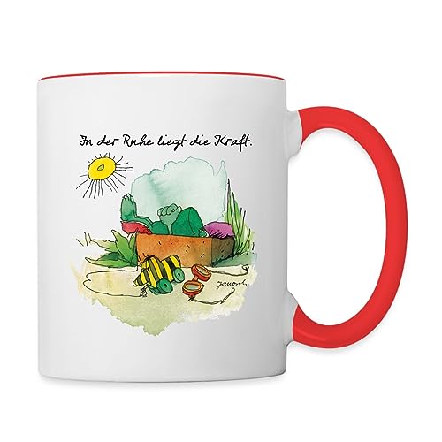 Spreadshirt Janosch Günter Kastenfrosch Tigerente Tasse Zweifarbig, One size, Weiß/Rot von Spreadshirt