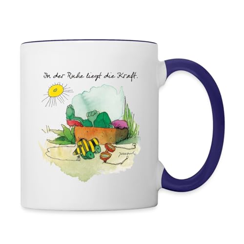 Spreadshirt Janosch Günter Kastenfrosch Tigerente Tasse Zweifarbig, One size, Weiß/Kobaltblau von Spreadshirt