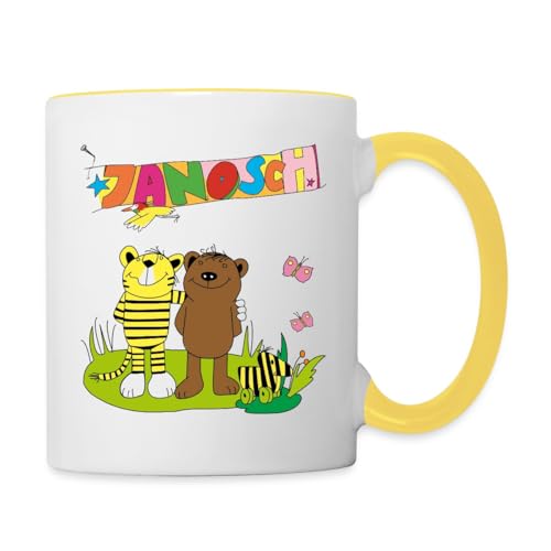 Spreadshirt Janosch Tiger und Bär Freundschaft Tasse Zweifarbig, One size, Weiß/Gelb von Spreadshirt