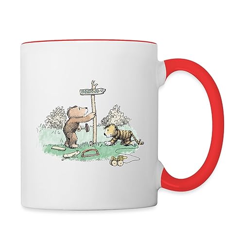 Spreadshirt Janosch Tiger und Bär Panama Schild Tasse Zweifarbig, One size, Weiß/Rot von Spreadshirt