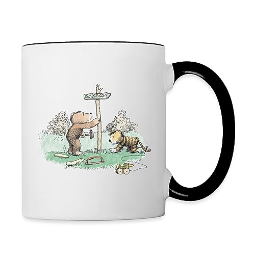 Spreadshirt Janosch Tiger und Bär Panama Schild Tasse Zweifarbig, One size, Weiß/Schwarz von Spreadshirt