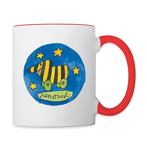 Spreadshirt Janosch Tigerente Logo Sterne Tasse Zweifarbig, One size, Weiß/Rot von Spreadshirt