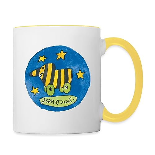 Spreadshirt Janosch Tigerente Logo Sterne Tasse Zweifarbig, One size, Weiß/Gelb von Spreadshirt