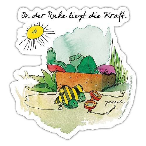 Spreadshirt Janoschs Frosch und Tigerente Entspannung Spruch Sticker, 10 x 10 cm, Mattweiß von Spreadshirt