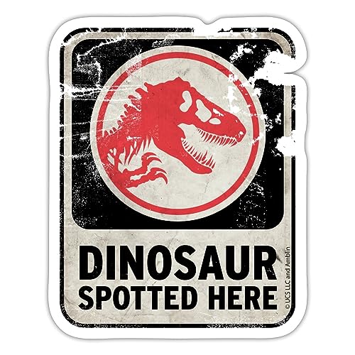 Spreadshirt Jurassic World Warnschild Dinosaur Spotted Here Sticker, 10 x 10 cm, Mattweiß von Spreadshirt