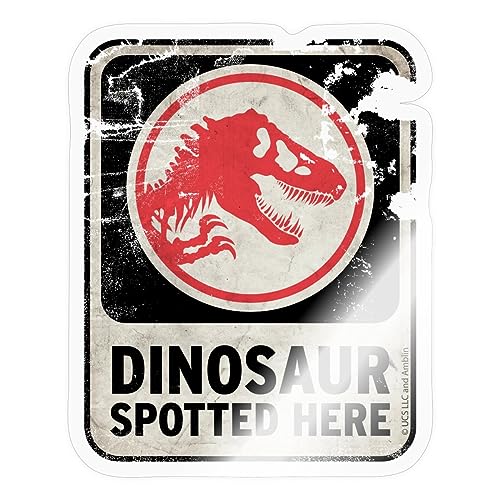 Spreadshirt Jurassic World Warnschild Dinosaur Spotted Here Sticker, 10 x 10 cm, Transparent glänzend von Spreadshirt