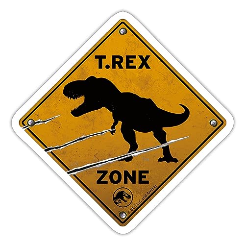 Spreadshirt Jurassic World Warnschild T-Rex Zone Sticker, 10 x 10 cm, Mattweiß von Spreadshirt