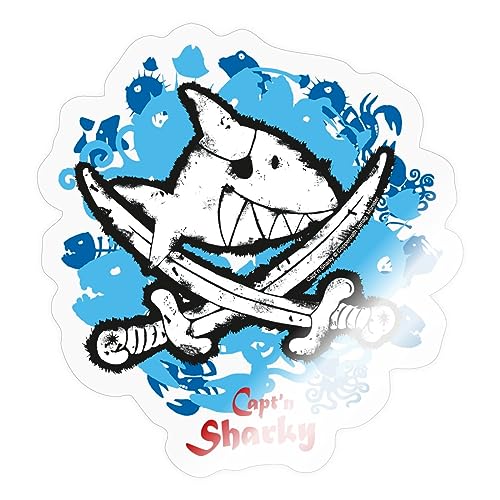 Spreadshirt Käpt'n Sharky Flagge Haifisch blauer Hintergrund Sticker, 10 x 10 cm, Transparent glänzend von Spreadshirt