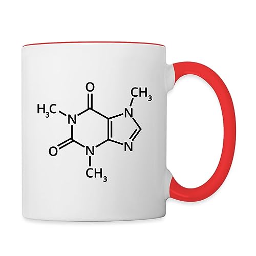 Spreadshirt Kaffee Chemische Formel Koffein Tasse Zweifarbig, One size, Weiß/Rot von Spreadshirt