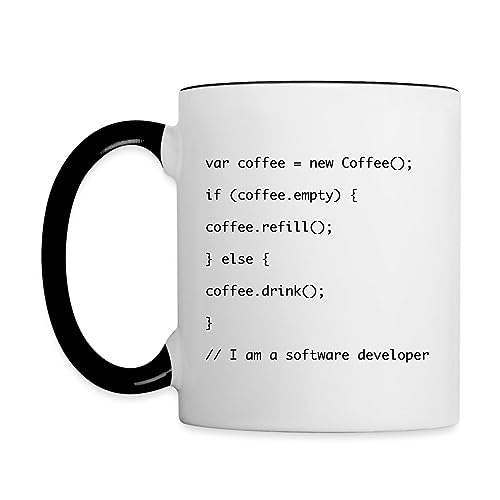 Spreadshirt Kaffee Auffüllen Javascript Code Tasse Zweifarbig, One size, Weiß/Schwarz von Spreadshirt