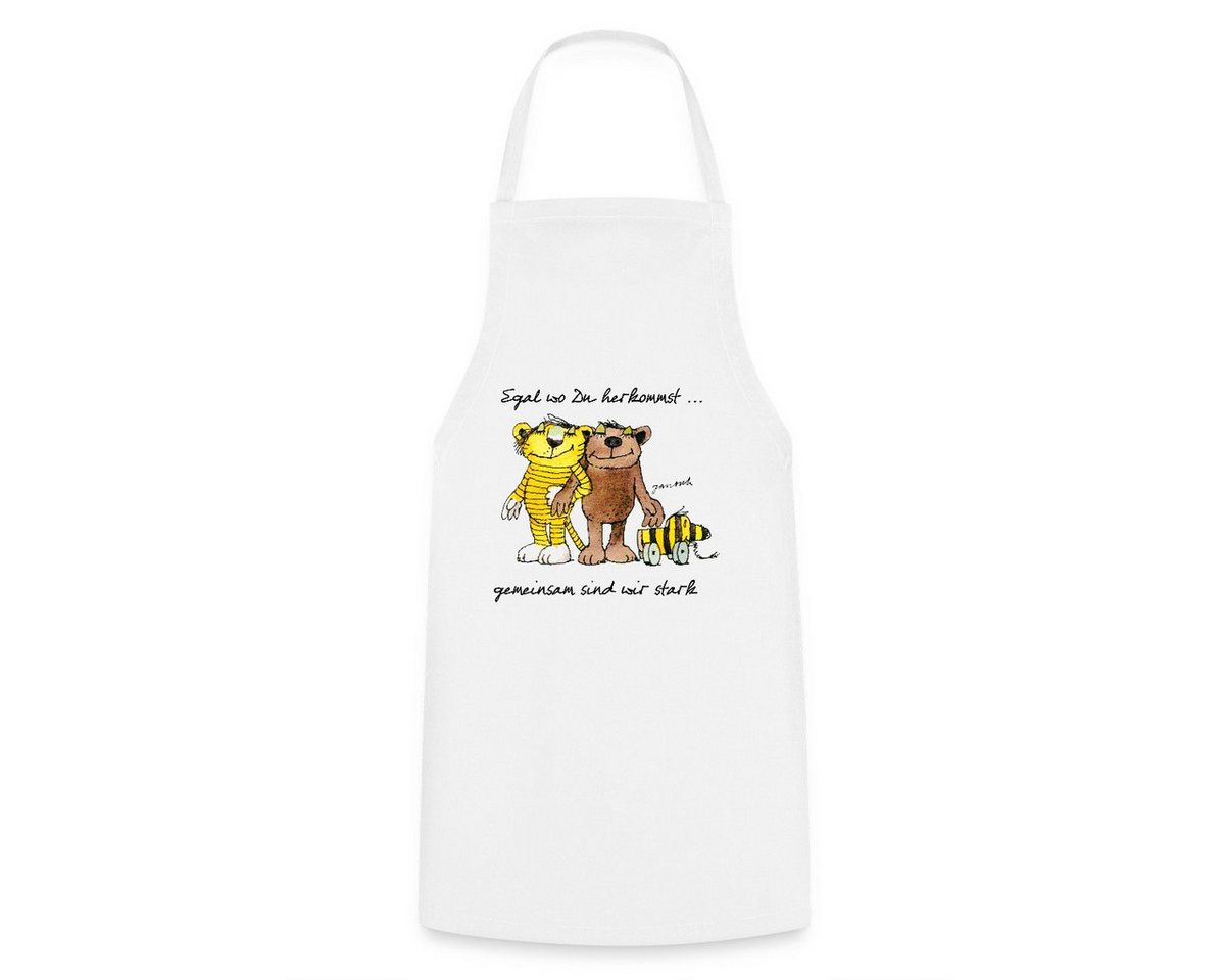 Spreadshirt Kochschürze Janosch Bär Tigerente Tiger Gemeinsam Stark Kochschürze, (1-tlg) von Spreadshirt
