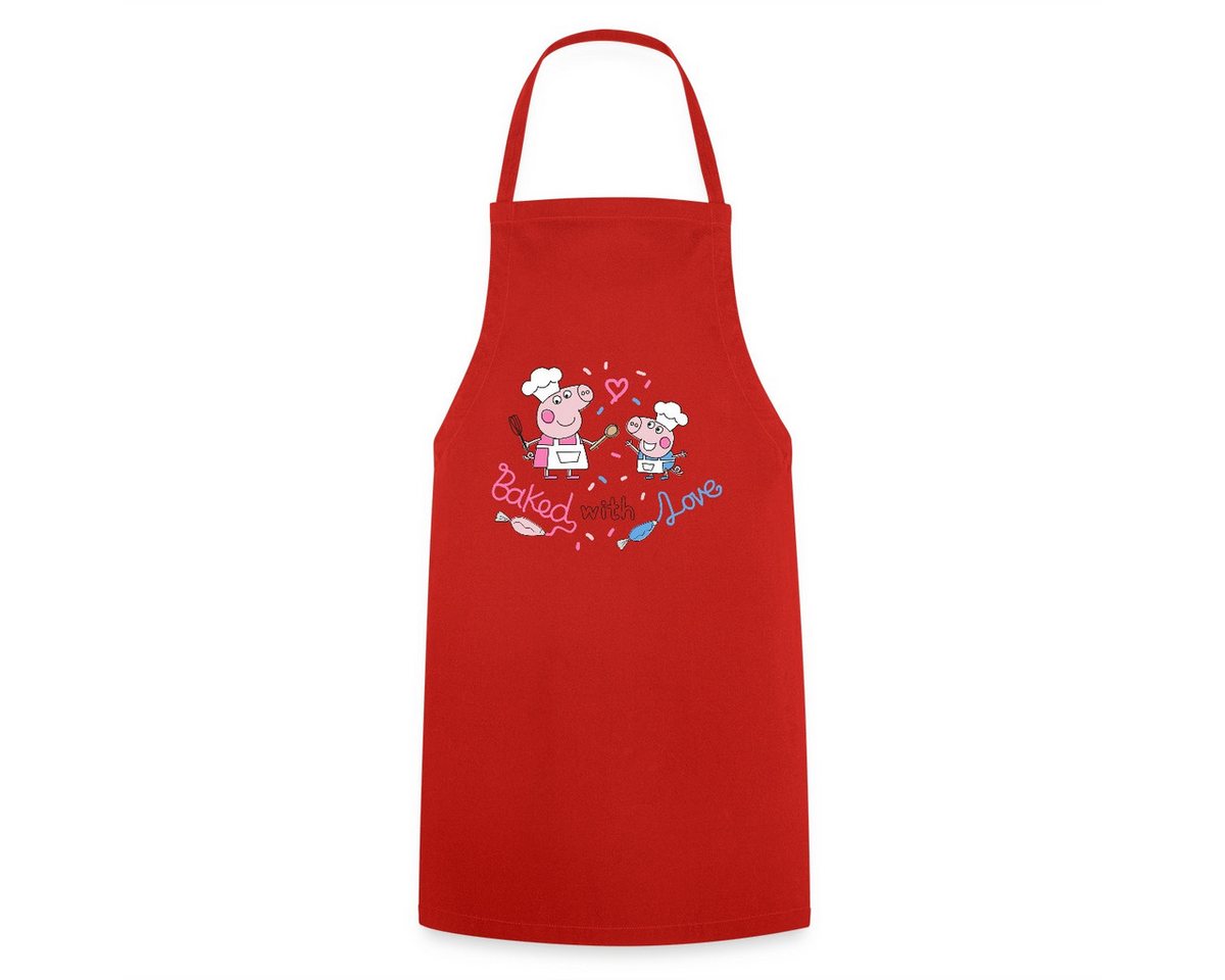 Spreadshirt Kochschürze Peppa Pig Design Baked With Love Kochschürze, (1-tlg) von Spreadshirt