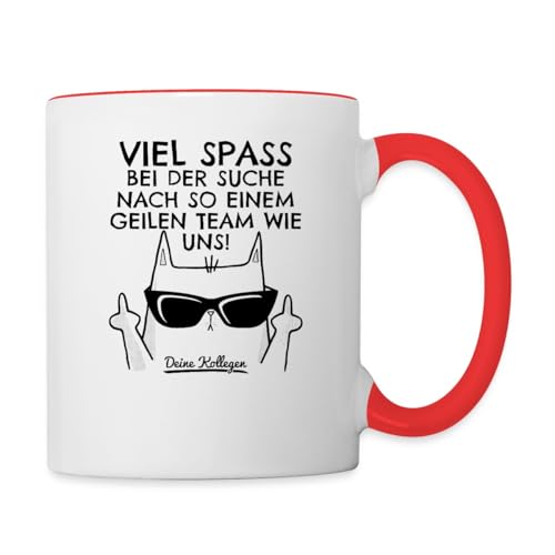 Spreadshirt Verräter Katze Viel Spaß Tasse Zweifarbig, One size, Weiß/Rot von Spreadshirt