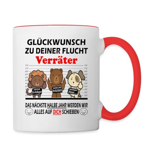 Spreadshirt Verräter Kaffeetasse Kollegin Abschied Jobwechsel Spruch Tasse Abschiedsgeschenk Kollege Weiß/Rot von Spreadshirt