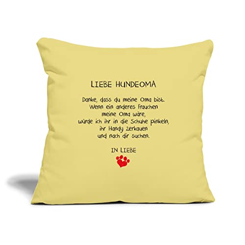 Spreadshirt Liebe Hundeoma Spruch Kissenbezug 45 x 45 cm, One Size, Hellgelb von Spreadshirt