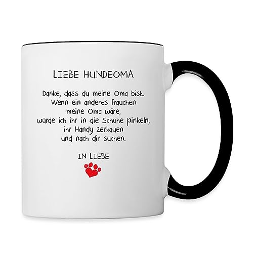 Spreadshirt Liebe Hundeoma Spruch Tasse Zweifarbig, One size, Weiß/Schwarz von Spreadshirt