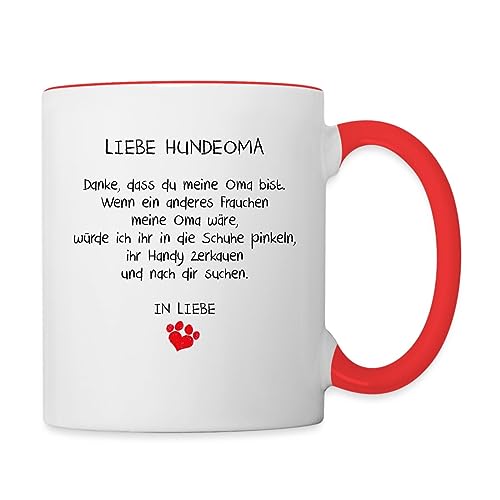 Spreadshirt Liebe Hundeoma Spruch Tasse Zweifarbig, One size, Weiß/Rot von Spreadshirt